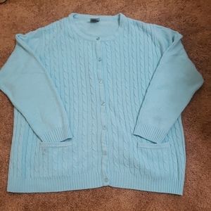 Allison Daley button up sweater with‎ pockets blue 3x